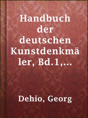 cover image of Handbuch der deutschen Kunstdenkmäler, Bd.1, Mitteldeutschland, 1914